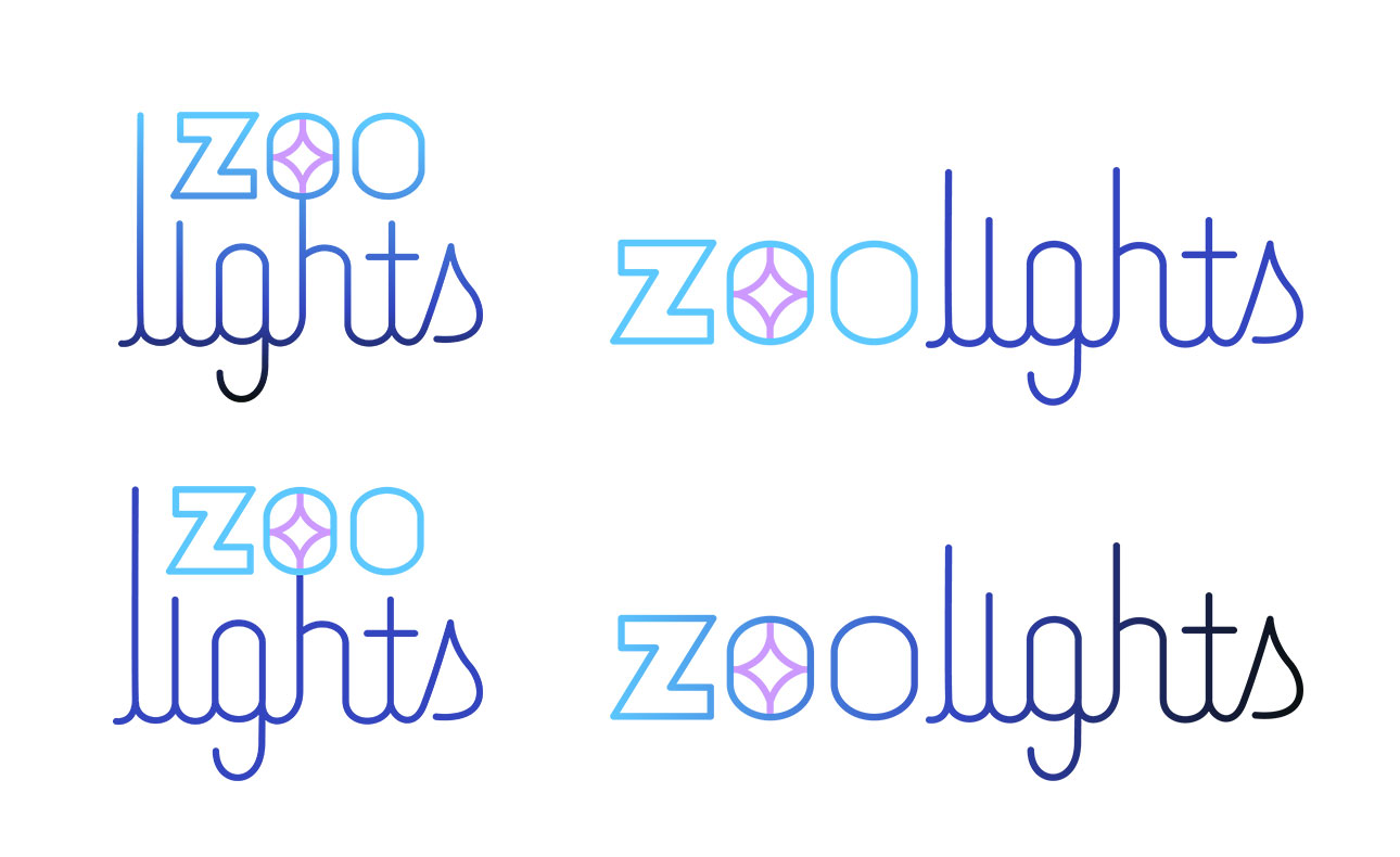zoo lights logo variation on a light background